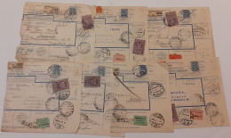 CSSR: 7 Paketkarten, 1930 Nach Belgrad, Versch. Orte/Stempel, Etc, Alle Mit Jugosl. Steuermarken - Collections, Lots & Series