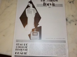 ANCIENNE PUBLICITE EAU DE COLOGNE FORVIL 1925 - Other & Unclassified