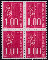 Bloc De 4 T.-P. Gommés Dentelés Neufs**  Type Marianne De Béquet 1 F. Rouge Taille Douce - N° 1892 (Yvert) - France 1976 - 1971-1976 Marianne (Béquet)