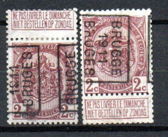 1702 Voorafstempeling Op Nr 82 - BRUGGE 1911 BRUGES -  Positie A & B - Roulettes 1910-19