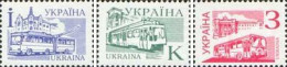 Ukraine 1995 Definitives City Transport Tramway Bus Trolleybus Set Of 3 Stamps MNH - Tramways