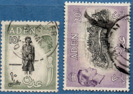 Aden 1954 10 & 20 R 2 Values Cancelled - Aden (1854-1963)