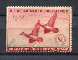 1943, Used Duck Stamp,  Scott RW10 - Duck Stamps
