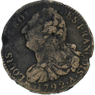 France, Louis XVI, 2 Sols, 1792 / AN 4, Paris, Bronze, TB, Gadoury:25 - Sonstige & Ohne Zuordnung