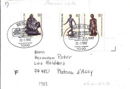 BERLIN N° 617/618/619 S/L.DE BERLIN/22.1.82 POUR LA FRANCE - Storia Postale