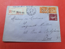 Enveloppe En Recommandé De Lille Pour Paris En 1938  - D 84 - 1921-1960: Période Moderne