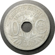 Monnaie France -  1941 - 10 Centimes Lindauer -Souligné Avec Point - 10 Centimes