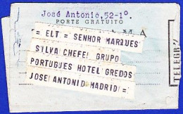 Telegrama - Lisboa, Portugal To Madrid, España -|- Postmark - Lisboa, 1962 - Telegrafi