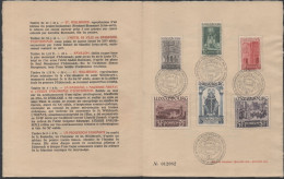 LUXEMBOURG - ECHTERNACH / 1938 SERIE COMPLETE 300 A 305 FDC SUR DOUBLE FEUILLE NUMEROTEE  (ref 6461) - Lettres & Documents
