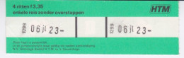 TICKET - HOLLAND PAYS-BAS - HOLLANDE - TRAMWAY  HTM -  DEN HAAG DELFT - Europa