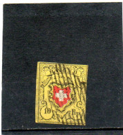 SUISSE  10 RP 1850   N° 15     Oblitéré - 1843-1852 Federal & Cantonal Stamps