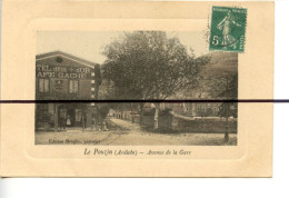 CPA Cuvette Colorisée. ARDECHE. D07.  Le POUZIN . Avenue De La Gare . Hôtel Café De La Croix D'or GACHE - Le Pouzin