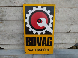 Ancienne Plaque Émaillée Bovag Watersport Automobile Langcat Bussum Pays-Bas - Macchina