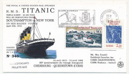 FRANCE =>  Env 86eme Anniversaire Du Voyage Inaugural Cherbourg - Queenstown OMEC Cherbourg Instruction Marine - Posta Marittima