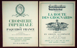 2 Programmes 1969  "Croisière Impériale" & "La Route Des Grognards"/ Paquebot France - 200ème Anniversaire De Napoléon - Programs