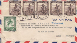 Belgian Congo Boxed AVION, BOMA 1946 Cover Brief Lettre Président D'Agriculture Au Congo LIEGE Belgium 5-Stripe Askari - Brieven En Documenten