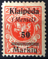 ALLEMAGNE - MEMEL                    N° 97                       OBLITERE - Memel (Klaipeda) 1923