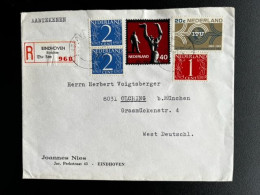 NETHERLANDS 1965 REGISTERED LETTER EINDHOVEN STRATUM TO OLCHING NEDERLAND AANGETEKEND - Storia Postale