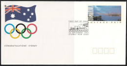 1993 Australia Winning Bid By Sydney For The Summer Olympic Games In 2000 Aerogramme With First Day Of Issue Cancel - Ete 2000: Sydney