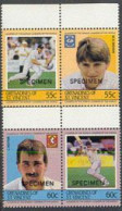 ST. VINCENT (Grenadines)(1985) Cricket Players. Set Of 2 Se-tenant Pairs And 2 Singles Overprinted SPECIMEN. Scott Nos 4 - Cricket