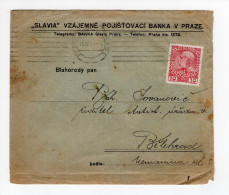 1899. CZECHOSLOVAKIA,PTAGUE,SLAVIA BANK HEAD COVER TO BELGRADE,POSTER STAMP AT THE BACK - ...-1918 Vorphilatelie