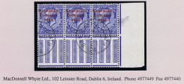 Ireland 1922-23 Thom Saorstát 3-line Overprint In Red On 2½d Blue, Corner Strip Of 3 Used Neat Dublin Cds - Used Stamps