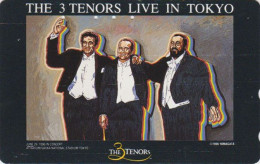 Télécarte JAPON / 110-011 - MUSIQUE - 3 Ténors PAVAROTTI CARRERAS DOMINGO - MUSIC JAPAN Phonecard / Italy & Spain - Musica