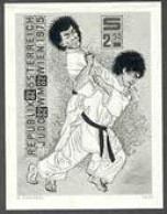 AUSTRIA(1975) Judo Throw. Black Print, 10th World Judo Championship. Scott No 1022, Yvert No 1322. - Ensayos & Reimpresiones