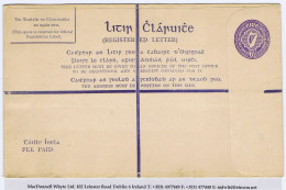 Ireland 1949 6½d Violet On Light Buff Registered Envelope Scarce Size H Unused - Enteros Postales