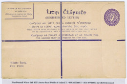 Ireland 1949 6½d Violet On Light Buff Registered Envelope Scarce Size H Unused - Postal Stationery