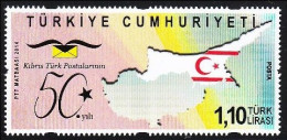 (4075) TURKEY 50th YEAR OF CYPRUS TURK POSTS MNH** - Unused Stamps