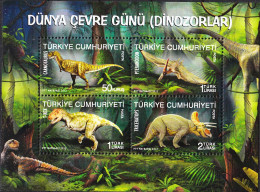 (3962-65) TURKEY WORLD ENVIRONMENT DAY DINOSAURS SOUVENIR SHEET MNH** - Nuevos