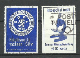 FINLAND 1980 Kriminalpolizei Criminal Police Polizei Vignette Anniversary, 2 Vignettes, O - Police - Gendarmerie
