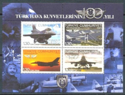 (3883-86) TURKEY 100th ANNIVERSARY OF TURKISH AIR FORCE SOUVENIR SHEET MNH ** - Unused Stamps