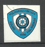 FINLAND 1986 Police Rally In Belgium Belgique Polizei Vignette Sticker/Aufkleber, Used, On Piece - Politie En Rijkswacht