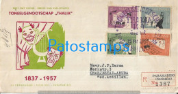 220261 SURINAME SURINAM PARAMARIBO COVER CANCEL YEAR 1957 REGISTERED CIRCULATED TO NED. ANTILLEN NO POSTAL POSTCARD - Suriname