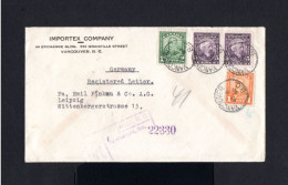 10718-CANADA-REGISTERED COVER VANCOUVER To LEIPZIG (germany) 1930.WWII.busta.Enveloppe RECOMMANDE.BRIEF. - Cartas & Documentos