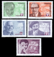 (3168-72) TURKEY REGULAR ISSUE STAMPS OF FAMOUS TURKS THEATER NUCLEAR MNH** - Usati