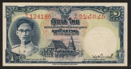 1 Baht Serie 9 Sign. 28 P-69a(4) Young Face Red Serial R75 124186 Thailand 1949 UNC- - Thaïlande