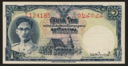 1 Baht Serie 9 Sign. 28 P-69a(4) Young Face Red Serial R75 124185 Thailand 1949 UNC- - Thaïlande