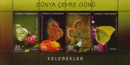 (3746-49 BL-71) TURKEY WORLD ENVIRONMENT DAY SOUVENIR SHEET (BUTTERFLIES) MNH ** - Ungebraucht