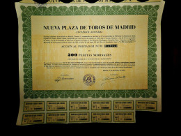 Nueva Plaza De Toros De Madrid ,Spain 1953. Bullring Share Certificate - Deportes