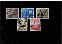 BORNEO DEL NORD ,"Elisabetta II",5 Pezzi Usati ,qualita Ottima - North Borneo (...-1963)