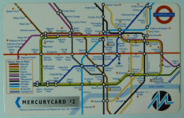 UK - Great Britain - Mercury - MER037- 18MERA - Inverted Picture - Left Hand Notch - LRT Underground Map - Mint - Mercury Communications & Paytelco