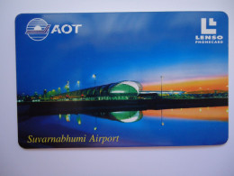 THAILAND CARDS LENSO USED 222 AIRPLANES AIRPORT AOT - Aerei