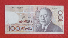 MAROC : Billet De 100 Dhs FACE (Hassan II) 1987 "SUP" N° De Série : 93/805319 - Marokko