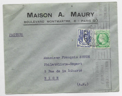 CHAINE 50C +2FR MAZELIN LETTRE PARIS 1946 TARIF FACTURE - 1941-66 Wapenschilden