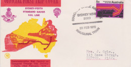 Australia PM 287 1970 Standard Gauge Rail Link Inaugural Train,commemorative Cover - Cartas & Documentos