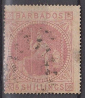 1873. BARBADOS. Sitting Britannia 5 SHILLINGS. Fine Ex. Of This Top Value.  (MICHEL 22) - JF539250 - Barbados (...-1966)