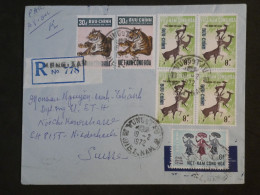 AX0  VIETNAM CONG HOA  BELLE  LETTRE  RARE 1972  PAR AVION YANGSIANG  A NIEDERHASLI SUISSE +BLOC DE 4 TP + + + - Vietnam